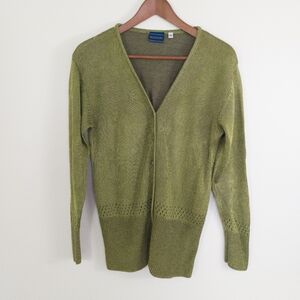 Biaggini Button Up V Neck Cardigan Green Size Medium